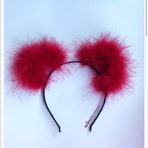 Britts blossoms red fluff kitty ears